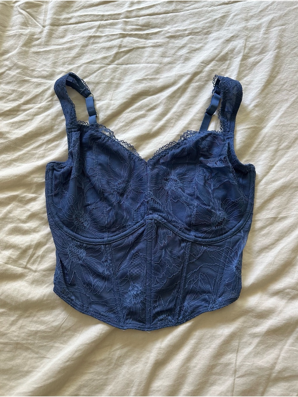 Gilly Hicks Lace Corset Top in Navy Blue